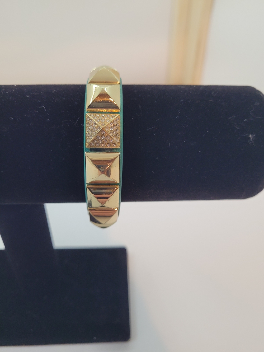 BCBGeneration Gold Pyramid Stud and Crystal Accent Bangle